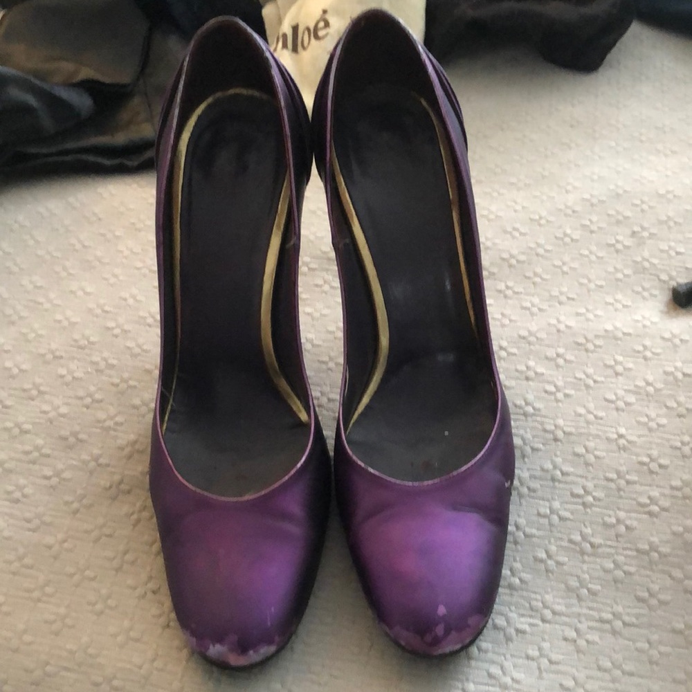 Purple iridescent unique FENDI heels sz 39